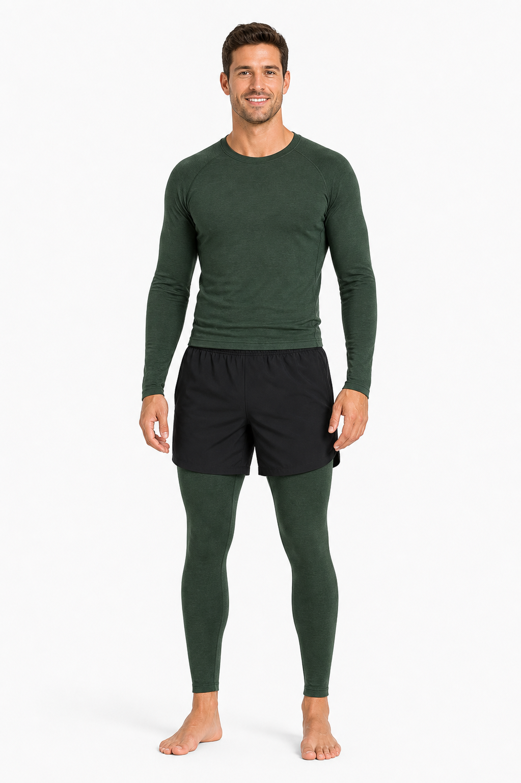 Mens thermal base layer set for outdoor and camping apparel