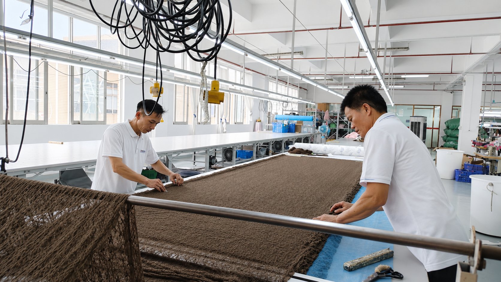 Fabric cutting bed used by YIDI Apparel for custom garment production