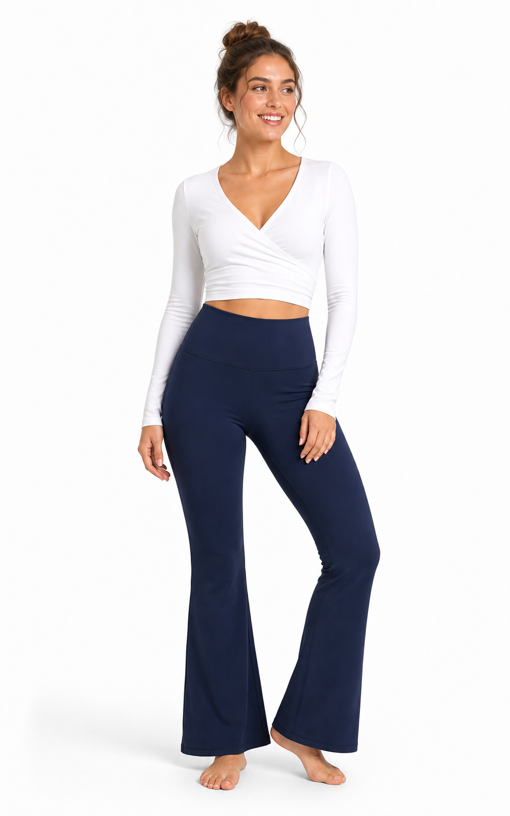 Custom yoga top and flare leggings for studio activewear collections